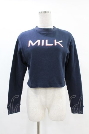 画像: MILK / ロゴショートトレーナー  ネイビー H-25-05-07-1034-ML-TO-KB-ZH