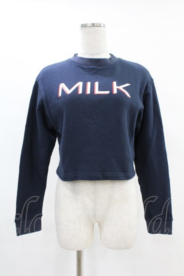 画像1: MILK / ロゴショートトレーナー  ネイビー H-25-05-07-1034-ML-TO-KB-ZH (1)