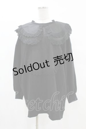 画像: Candy Stripper / FRILL COLLAR SWEAT  ブラック H-25-08-17-002-PU-TO-KB-ZH