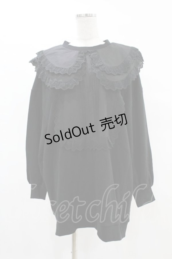 画像1: Candy Stripper / FRILL COLLAR SWEAT  ブラック H-25-08-17-002-PU-TO-KB-ZH (1)