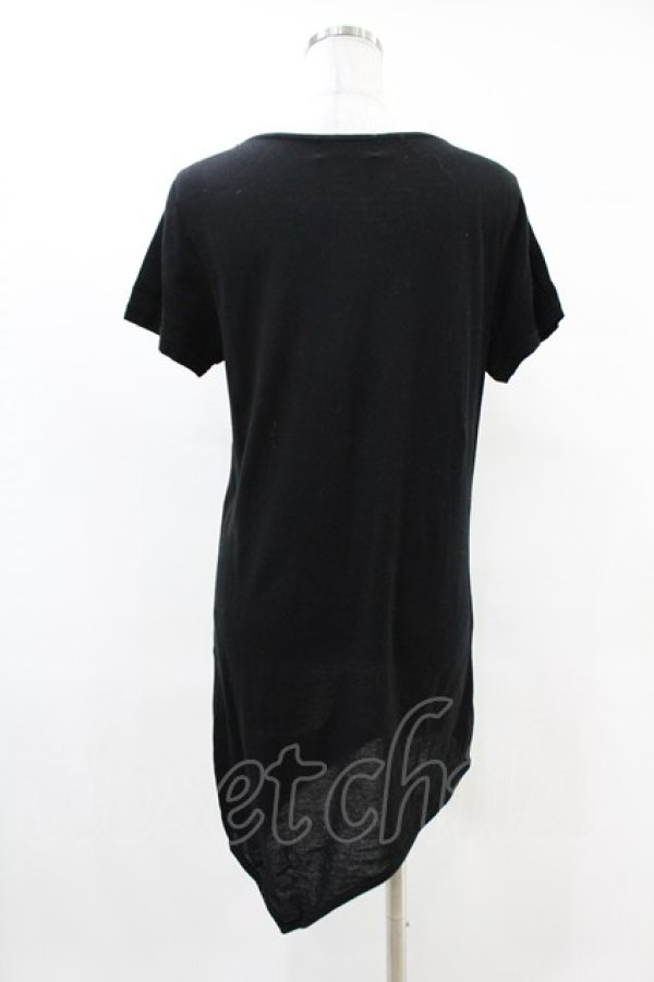 画像2: BPN FOR MEN / プリントアシメカットソー  黒 H-25-05-07-1037-GO-TO-KB-ZH (2)