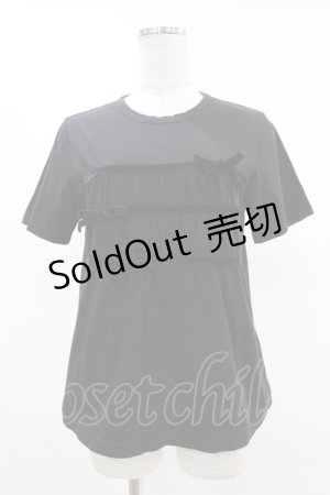 画像: Jane Marple / ベルベットリボントリミングTシャツ  ブラック H-25-05-07-1038-JM-TO-KB-ZH