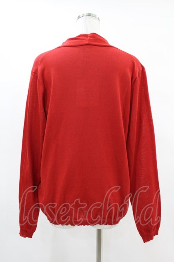 画像2: Jane Marple Dans Le Salon / Long Staple Cotton Drape Cardigan  レッド H-25-05-07-1046-JM-TO-KB-ZH (2)