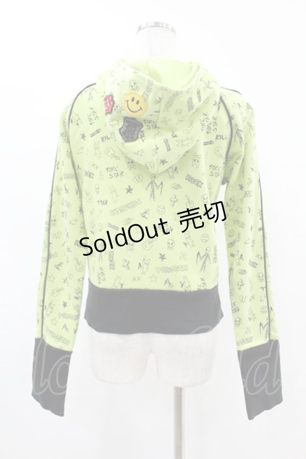 画像2: TOXIC STAR / 総柄ワッペンパーカー  ライム H-25-05-07-1054-PU-TO-KB-ZH (2)