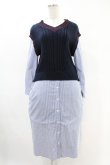 画像1: Jane Marple Dans Le Salon / Tilden vest and stripe trompe-l'oeil dress  ネイビー×ブルー H-25-05-07-1018-JM-OP-KB-ZH (1)