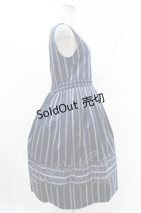 画像3: Jane Marple / Ribbon stripe jacquardのドミトリードレス  ネイビー H-25-05-07-1020-JM-OP-KB-ZH (3)