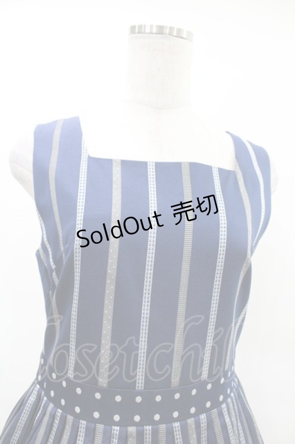 画像4: Jane Marple / Ribbon stripe jacquardのドミトリードレス  ネイビー H-25-05-07-1020-JM-OP-KB-ZH (4)