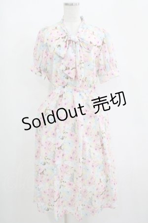 画像: axes femme POETIQUE / フラワーキャットボウタイワンピース M イエロー H-25-05-07-010-AX-OP-NS-ZH