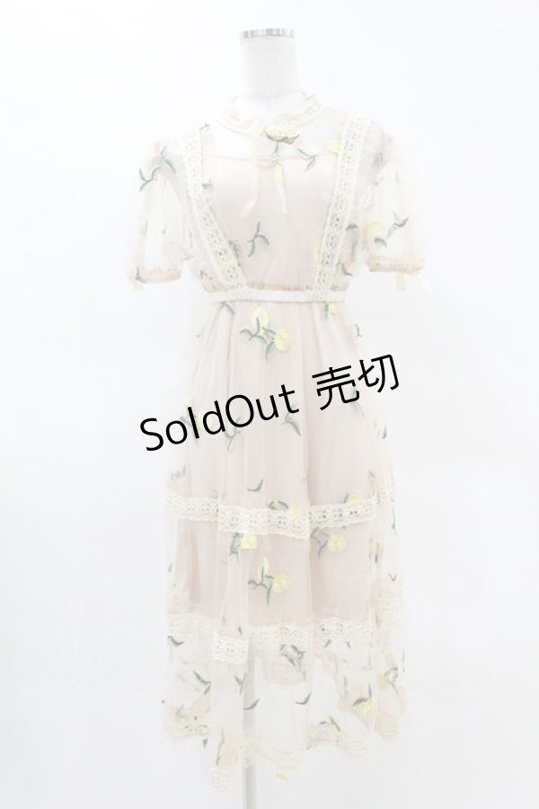 画像1: Swankiss / レモン刺繍チュールワンピース Free ベージュ H-25-05-08-039-CA-OP-NS-ZH (1)