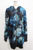 画像1: NieR Clothing / 総柄ZIPパーカー  黒×彼岸花青 H-25-05-08-1036-PU-TO-KB-ZH (1)