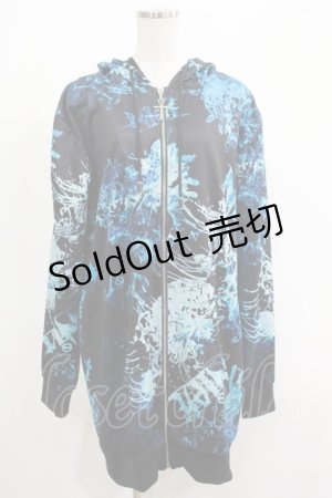 画像: NieR Clothing / 総柄ZIPパーカー  黒×彼岸花青 H-25-05-08-1036-PU-TO-KB-ZH