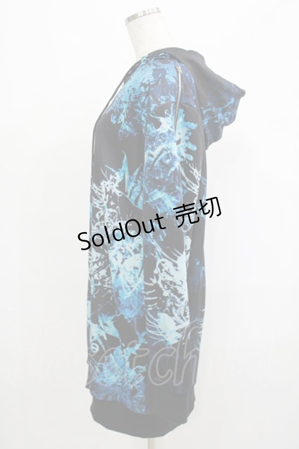 画像2: NieR Clothing / 総柄ZIPパーカー  黒×彼岸花青 H-25-05-08-1036-PU-TO-KB-ZH (2)