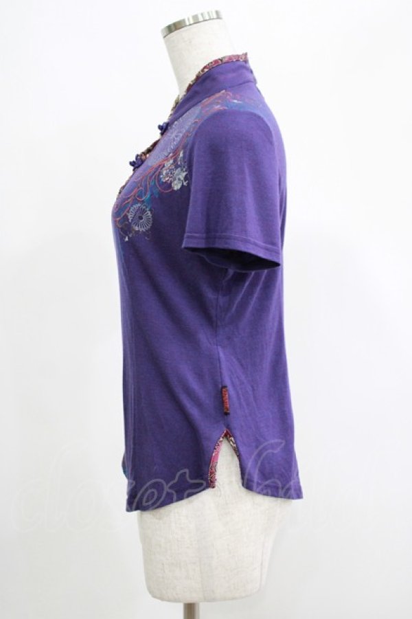 画像2: Ozz oneste / 刺繍チャイナカットソー  紫 H-25-05-08-1038-OO-TO-KB-ZH (2)