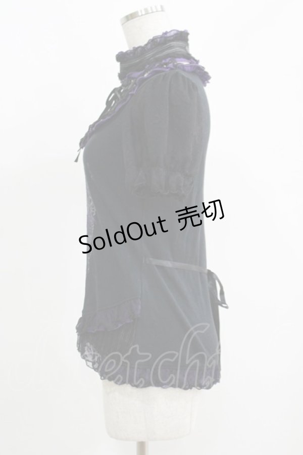 画像2: FRILL / チョーカー風ホルターカットソー  黒 H-25-05-08-1041-HN-TO-KB-ZH (2)