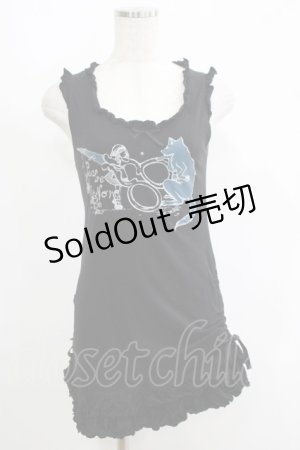 画像: PEACE NOW / フリルギャザータンク  黒 H-25-05-08-1046-PU-TO-KB-ZH
