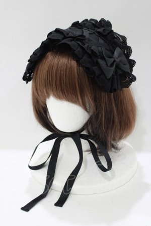 画像: ATELIER PIERROT / Lace-up Frill Headdress  ブラック H-25-05-08-1074-EL-AC-KB-ZH