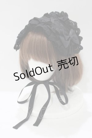 画像: ATELIER PIERROT / Lace-up Frill Headdress  ブラック H-25-05-08-1074-EL-AC-KB-ZH