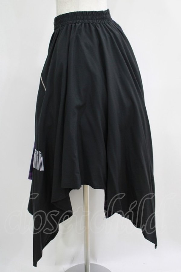 画像2: NieR Clothing / 切替ZIPスカート  黒×紫チェック H-25-05-08-1008-PU-SK-KB-ZH (2)