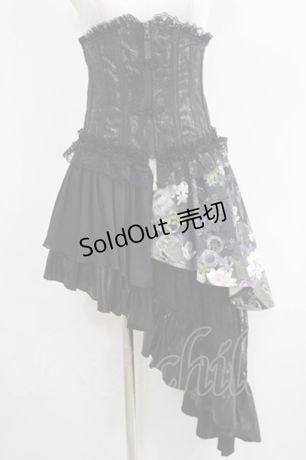 画像1: Qutie Frash / アシメオーバーコルセット  黒 H-25-05-08-1011-QU-ZA-KB-ZH (1)
