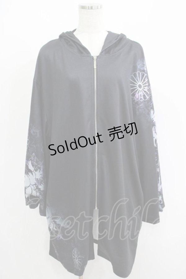 画像1: NieR Clothing / プリントZIPパーカー  黒×和柄九尾 H-25-05-08-1017-PU-TO-KB-ZH (1)