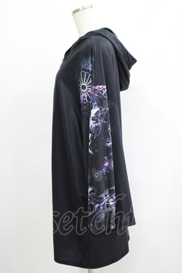画像2: NieR Clothing / プリントZIPパーカー  黒×和柄九尾 H-25-05-08-1017-PU-TO-KB-ZH (2)