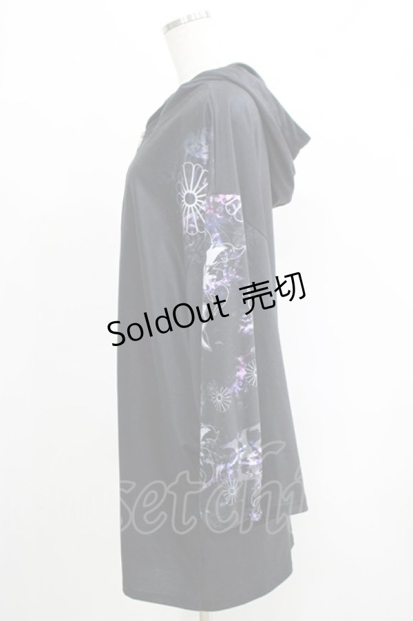 画像2: NieR Clothing / プリントZIPパーカー  黒×和柄九尾 H-25-05-08-1017-PU-TO-KB-ZH (2)