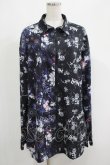 画像1: NieR Clothing / プリント切替ZIPブラウス  黒ロゴ×和柄九尾 H-25-05-08-1020-PU-BL-KB-ZH (1)