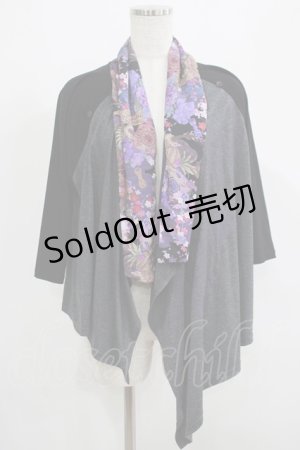 画像: Qutie Frash / 和柄切替カットカーデ  黒×グレー H-25-05-08-1027-QU-TO-KB-ZH