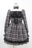 画像1: Princess Melody / りぼんチョーカー付きチェックコルセット風ワンピース Free グレー H-25-05-08-025-EL-OP-NS-ZH (1)