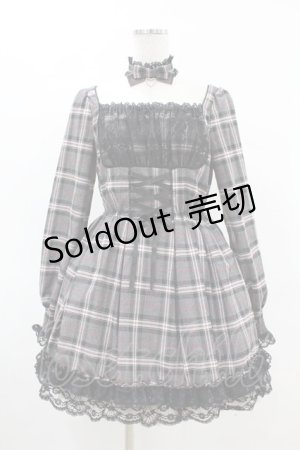 画像: Princess Melody / りぼんチョーカー付きチェックコルセット風ワンピース Free グレー H-25-05-08-025-EL-OP-NS-ZH