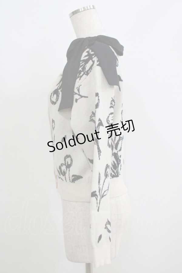 画像2: axes femme POETIQUE / フラワージャカードニットカーディガン M 生成り H-25-05-09-1065-AX-TO-NS-ZH (2)