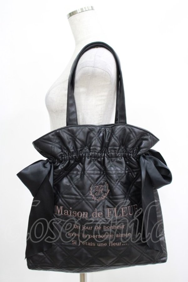 画像1: Maison de FLEUR / キルティングダブルリボントートバッグ Free ブラック H-25-05-09-1074-LO-BG-NS-ZH (1)