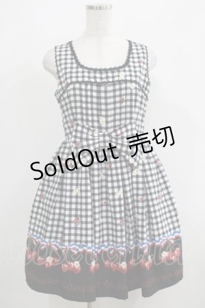 画像: Ank Rouge / ギンガムトリコロールチェリーウエストリボンワンピース M ブラック H-25-05-09-1017-CA-OP-NS-ZH