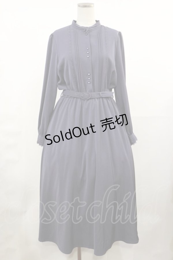 画像1: an another angelus / レース使いスタンドカラーサテンワンピース Free BLUE GRAY H-25-05-09-015-CA-OP-NS-ZH (1)