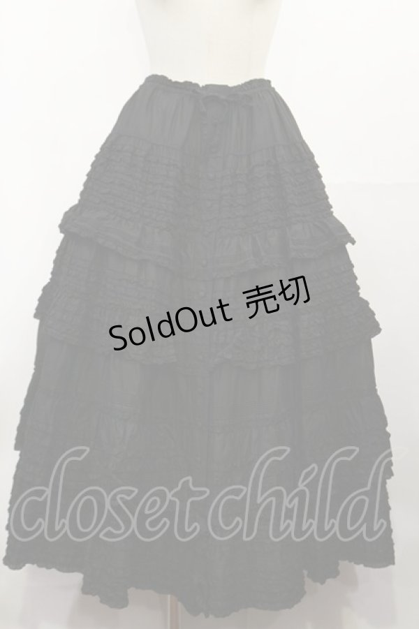画像1: PINK HOUSE / フリル使いローンティアードスカート F ブラック H-25-05-09-020-LO-SK-YZ-ZH (1)