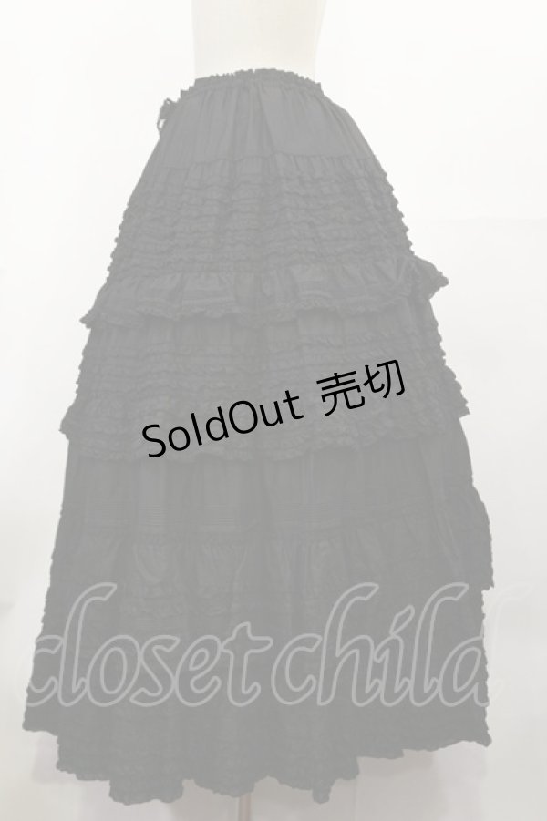 画像2: PINK HOUSE / フリル使いローンティアードスカート F ブラック H-25-05-09-020-LO-SK-YZ-ZH (2)