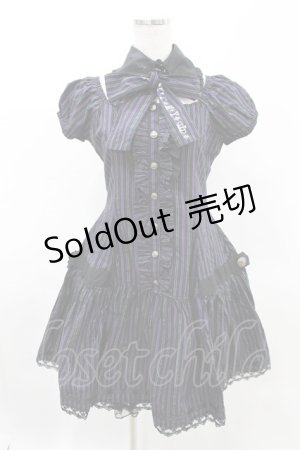 画像: PUTUMAYO / 襟付きストライプワンピース  黒×紫 H-25-05-10-001-PT-OP-KB-ZH