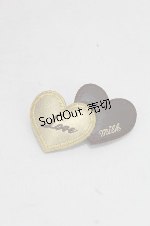 画像2: MILK / ダブルハートバレッタ  ゴールド/ブラウン H-25-05-10-035-ML-AC-NS-ZH (2)