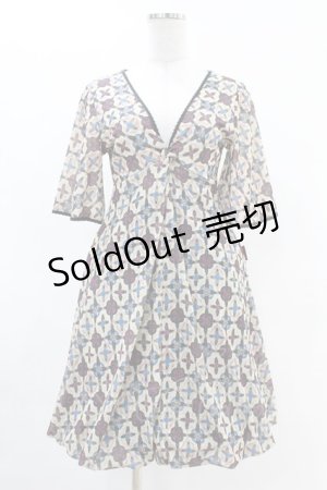 画像: Ozz oneste / 総柄バルーンワンピース  ベージュ H-25-05-10-1025-OO-OP-KB-ZH