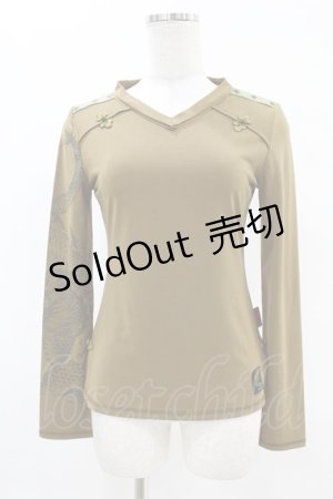 画像: Ozz On / プリントスリーブトップス  茶 H-25-05-10-1036-OO-TO-KB-ZH