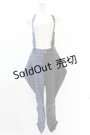 画像: ALGONQUINS / サス付きチェック切替パンツ F 黒×青 H-25-05-10-1007-AL-PA-KB-ZH