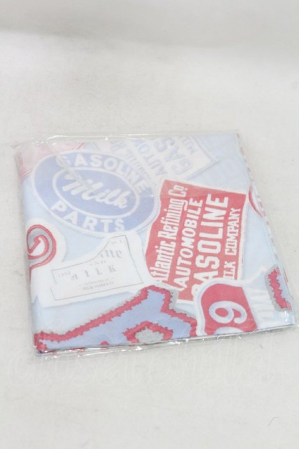 画像2: MILK / Patch girlスカーフ  サックスベース×ビビットピンク H-25-05-10-027-ML-ZA-KB-ZH (2)