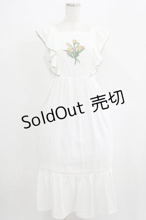 画像: Fi.n.t / アートフラワー刺繍ショルダーフリルワンピース Free OFF WHITE H-25-05-12-027-CA-OP-NS-ZH