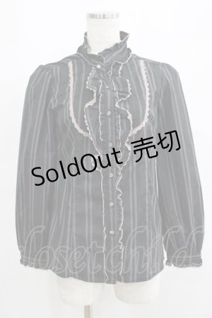 画像: axes femme / ストライプブラウス M ブラック H-25-05-12-034-AX-BL-NS-ZH