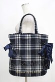画像1: Maison de FLEUR / チェックダブルリボンギャザートートバッグ  ネイビー H-25-05-12-041-LO-BG-NS-ZH (1)