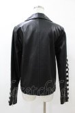 画像2: LISTEN FLAVOR / チェッカーラインスリーブライダースジャケット  黒 H-25-05-12-1040-PU-JA-KB-ZH (2)