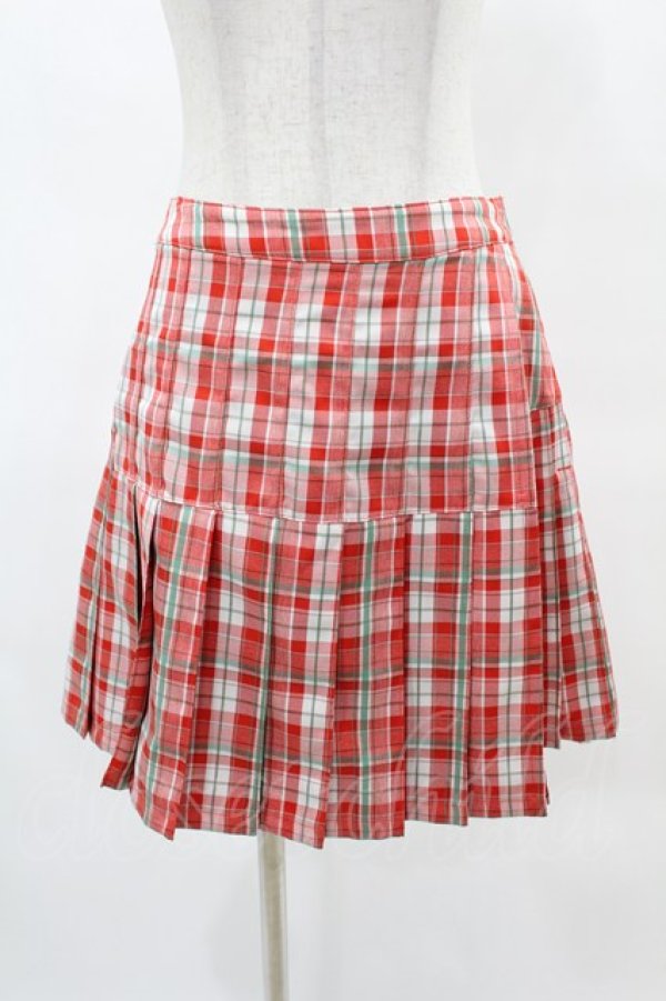 画像1: Candy Stripper / CHECK PLEATS MINI SKIRT M レッド H-25-05-12-1027-PU-SK-KB-ZH (1)