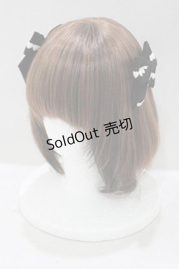 画像1: DearMyLove / Emilyハートチャームリボンツインクリップ2個セット  ブラック H-25-05-12-069-EL-AC-NS-ZH (1)