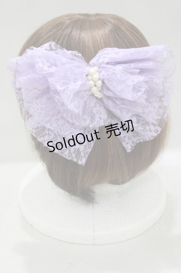 画像2: metamorphose / レースリボンバレッタ  ラベンダー H-25-05-12-080-ME-AC-NS-ZH (2)