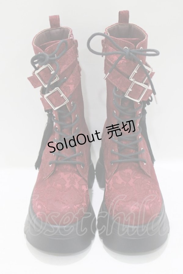 画像1: axes femme POETIQUE / チャイナ釦タンクソールブーツ 37 ワイン H-25-05-12-082-AX-SH-NS-ZH (1)